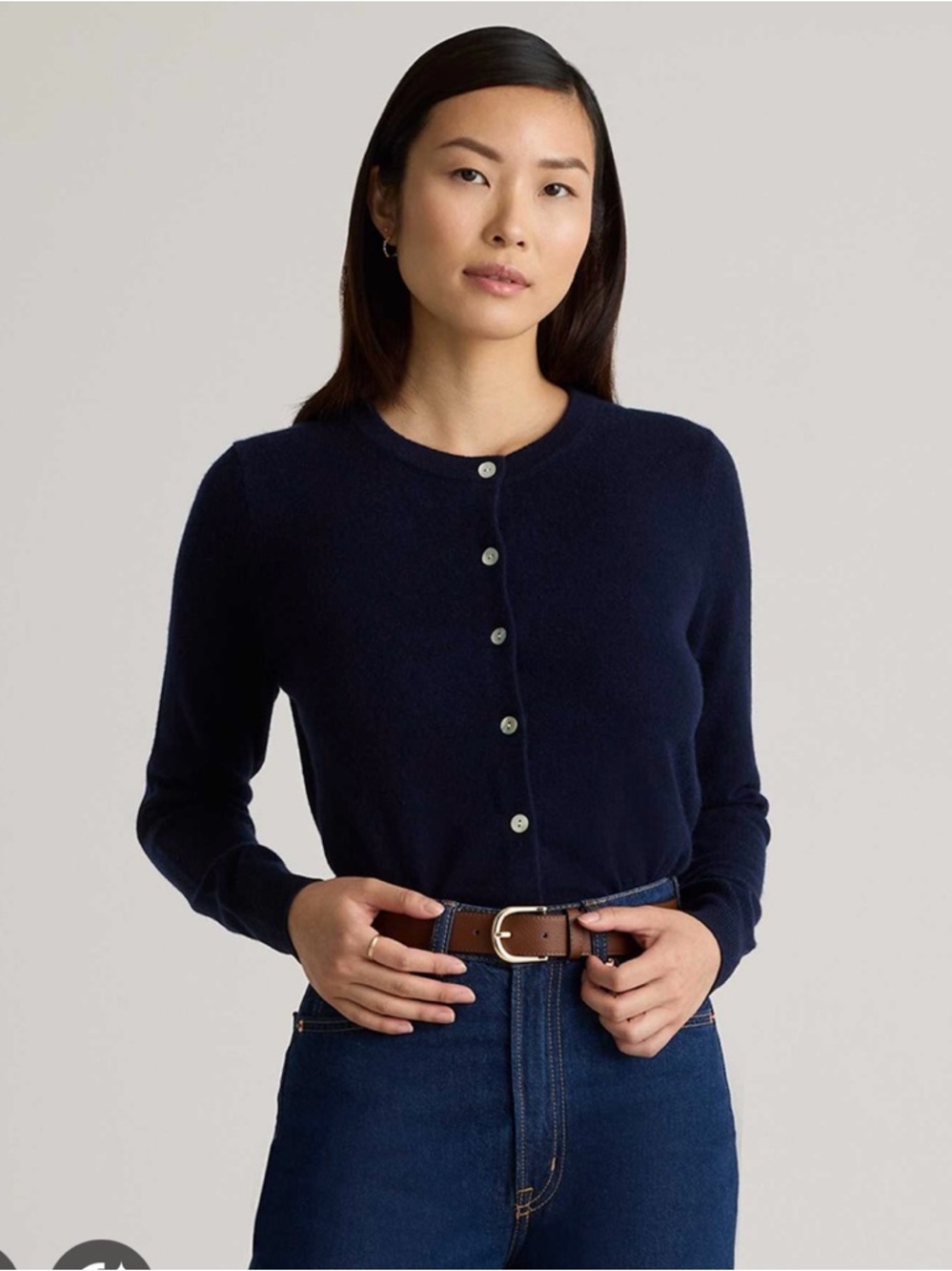 NWOT Quince Mongolian cashmere cardigan sweater s small true navy